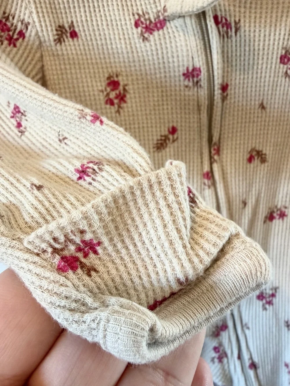 Cream Floral Footed One-Piece for Baby Girls